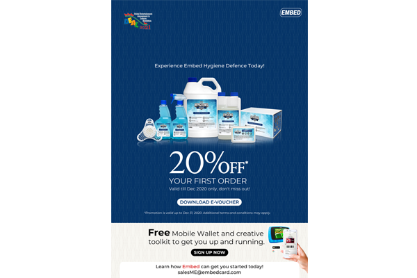 DEAL 2021 EXHIBITORS CAN AVAIL 20% DISCOUNT ON EMBED HYGIENE DEFENCE RANGE